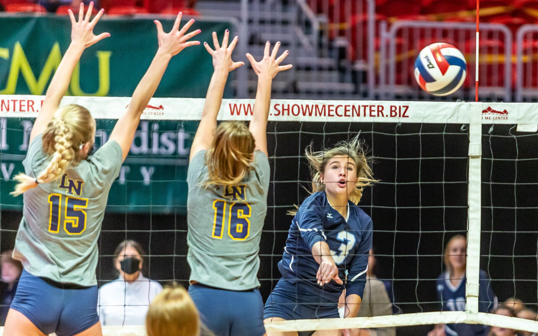 Class 5 girls volleyball state semifinal: Liberty North def. St. Dominic